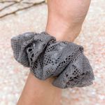 CHUBBY Scrunchies Gray Floral Lace Thick Scrunchie Hair Accessories Hair Tie Photo 2