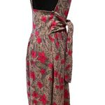 NEW Dip Pink Gray Tropical Artsy Floral Linen Sleeveless Tie Waist Midi Dress Photo 5