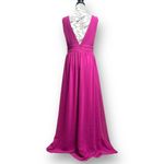 Lulus M Magenta Chiffon Maxi Dress Side Slit V Photo 4