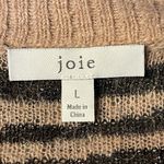 Joie  Inira Tiger Stripe Tan Metallic Alpaca Blend Animal Print V Neck Sweater  L Photo 2