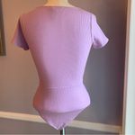 Forever 21 short sleeve lavender ribbed bodysuit with front keyhole and cutout Photo 2