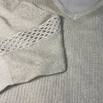 Lucky Brand V-neck sheer crocheted linen champagne golden sparkle lace weave long sleeve Photo 8