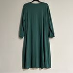 J. Jill Button Front Pleated Jersey Knit Long Sleeve Midi Dress Teal XL Tall Green Photo 7