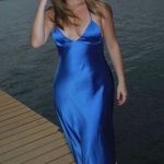 ZARA Dress Cobalt Blue Satin Effect Maxi Midi Wedding Party Date Coctail Photo 1