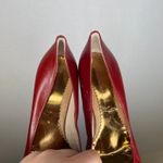 Vero Cuoio Designer Rosa Rosa Red Leather Stiletto Heel Pumps Made in Italy Size 38 Photo 5