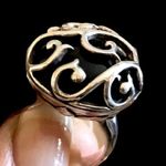 Sterling Silver Vintage BARSE Onxy Cabochon  Scroll Cage Overlay Cocktail Ring Photo 1