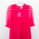 H&M  Collab All The Boys Dress Sz S‎ Hot Pink Sheer Mesh Ruffle Mini Y2K Coquette Photo 3