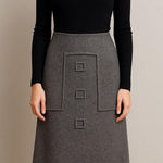 Vintage Y2K Cannisse Virgin Wool Euro Art Midi Long Skirt Gray Sz 8 Avant Photo 0