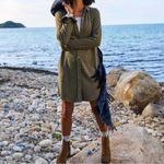 Faherty Legend Sweater Mini Shirtdress Tunic in Olive Melange Flannel Size Large Green Photo 6