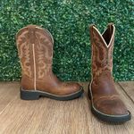 Justin Women’s 7.5B Brown Leather Roper Cowboy Boots – Western Classic Photo 3