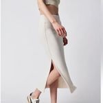 Free People Golden Hour Midi Skirt Tea Combo Ribbed Slit Cream White Size Small Photo 2