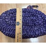 Purple Straw Woven Purse Handbag Tote With Scarf Handles Zip Top Lined Bow Photo 8