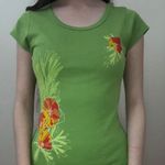 lime green Hawaiian flower shirt Size XS Photo 1
