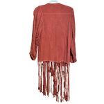 Jen's Pirate Booty Cardigan Womens XS Small Orange Fringe Boho Gauze Sweater Photo 4
