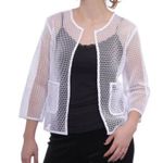 Alfani  White Open Front Mesh Jacket Cardigan Womens M cyber punk Whimsigoth Photo 0