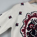 Vintage York Fair For Seiferts Womens Sweater Small White Floral Pattern Cottage Photo 8