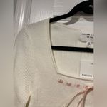 NWT Willow & Wind Size M Cream Long Sleeve Ribbed Knit Top Pink Satin Bow Detail Size M Photo 2