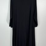 Boutique + Solid Black Longline V-Neck Lace Up 3/4 Sleeve Jersey Knit Dress 1X Photo 3