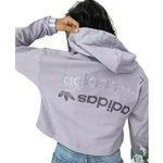 Adidas Original RYV Cropped Hoodie Back Chest Print Logo Rib Knit Lilac Small Photo 1