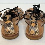 Club Monaco Thiais Tan Black Snakeskin Leather Lace Tie Sandals Sz 8 Wo… Photo 3