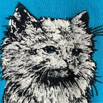 VINTAGE 80s California Kitten cat XL blue Unisex Sweatshirt thick wide bands Photo 7