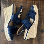 Jack Rogers  Wedge Espadrille‎ Navy Blue Ruffle Double Strap Size 8.5 Photo 7