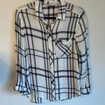 Bajee Collection  White & Navy Blue Plaid Soft Casual Button Down | M Photo 1
