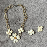Floral Necklace & Clip On Earrings Set Photo 0