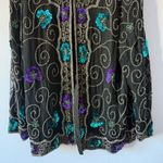 Vintage Joseph Le Bon 100% silk XL beaded cape formal blouse event funky 1980s Black Photo 2