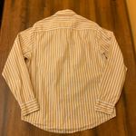 Free Assembly button down top Medium White Mustard Yellow Stripes long Photo 4