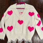 Main Strip Pink And White Heart Sweater  Photo 1