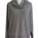 Lauren Ralph Lauren Top Sweater Black White Stripe Loose Cowl Neck XL Photo 0