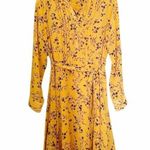 Nanette Lepore Dress Mustard Cottage Floral Belted Long Sleeve Midi Size Small Photo 11