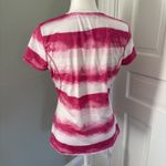 Lands End Shirt Womens Small Pomegranate White Striped Gradient Athletic Tee Pink Photo 1