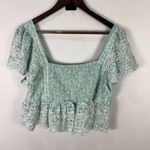 American Eagle  Babydoll Crop Top Womens Large Green Floral Fairy Cottage Boho Photo 4