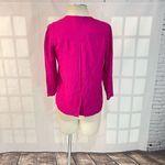 Theory 3/4 sleeve fuchsia hot pink silk zipper neckline blouse size petite Photo 7