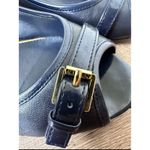 Ralph Lauren Madison Wedge Buckle Slip On Blue Peep Toe Shoes Women's Sz 8.5B Photo 3