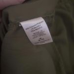 FLAW Dark Olive Green semi Sheer Peasant Long Sleeve BlouseTunic Metallic Stripe Size M Photo 5