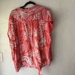 Old Navy XXL Red White Tropical Leaf Print Button Front Tie-Hem Shirt Photo 6