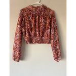 Sadie & Sage Cropped Floral Mock Neck Boho Girly Cute Blouse Top Size Small Pink Photo 10