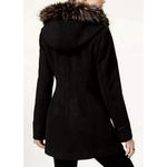 Maralyn & Me  Juniors' Faux-Fur-Trim Asymmetrical Hooded‎ Coat, Black Size Small Photo 1