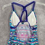 Hula Honey  Purple Print Crisscross Padded Swimwear Tankini Tank Top Medium M Photo 3