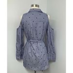 A pea in the pod  Maternity Shirt Dress Womens M Blue Cold Shoulder Polka Dot Photo 5