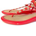 Cole Haan Red Natural Bow Stripe Tstrap Sandal Ankle Womens Size 10 Photo 4