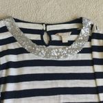 Banana Republic Sequin Collar Striped Tee Navy White - Size Medium Photo 1