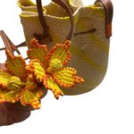 MERCEDES ZALASAR raffia bucket bag,made in Colombia,NWOT Yellow Photo 2