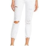 frame denim FRAME LE HIGH STRAIGHT HIGH RISE WHITE DISTRESSED DESTRUCTED STRETCHY JEANS 26 Photo 0