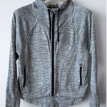 Athleta  Hoodie Women's Small Gray Heathered Full Zip Pockets Drawstring‎ Photo 0