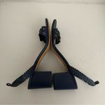 Tory Burch Marguerite Perforated Floral Navy Blue Slingback Block Heel Sandal 10 Photo 9