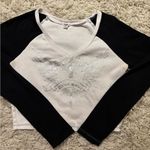 Garage Black and White V Neck Long Sleeve Crop Top Size M Photo 2